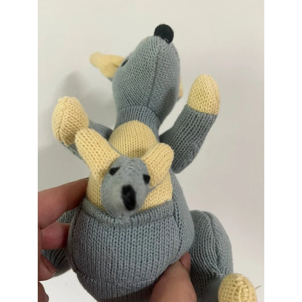 Vintage Rich Frog Kangaroo Rattle a Roo Knit Cotton Stuffed Animal